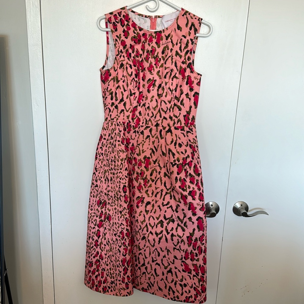 Carolina Herrera Rose Cumming Time Capsule Collection Leopard Pink Dress